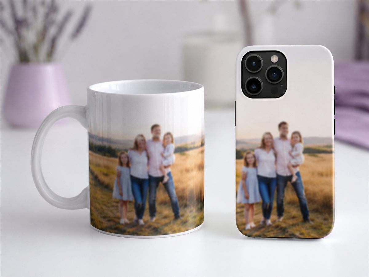 Personnalisation de mug et coque de téléphone avec photo