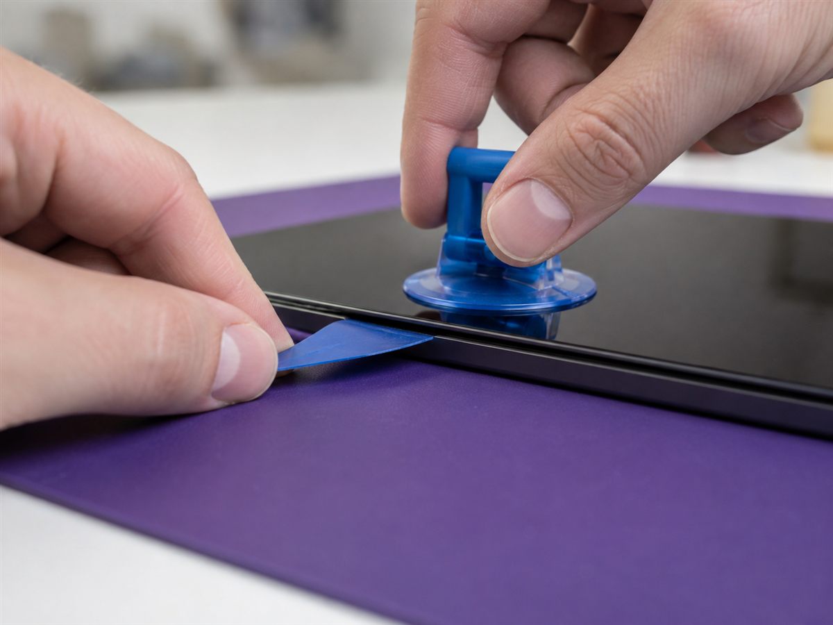 Réparation de tablette : écran soulevé à la ventouse