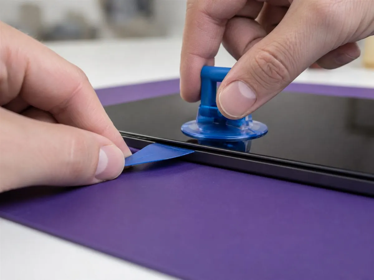 Réparation de tablette : écran soulevé à la ventouse